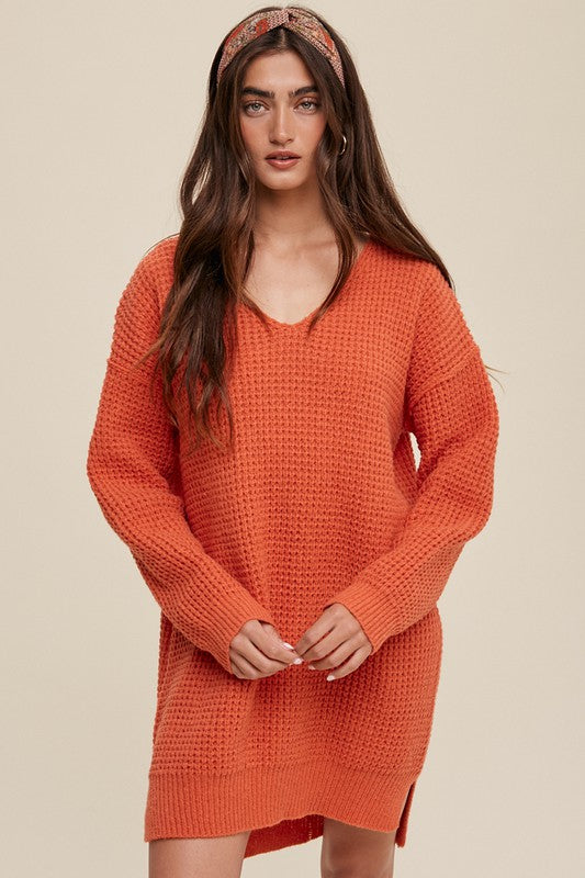 Listicle Slouchy V-Neck Ribbed Knit Sweater