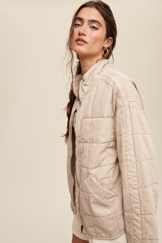 Listicle Quilted Denim Jacket