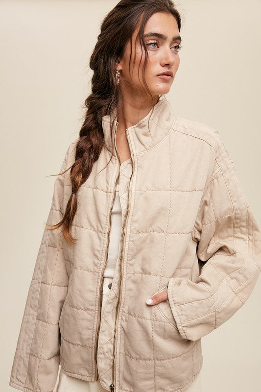 Listicle Quilted Denim Jacket