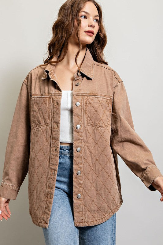 eesome Quilted Button Down Jacket