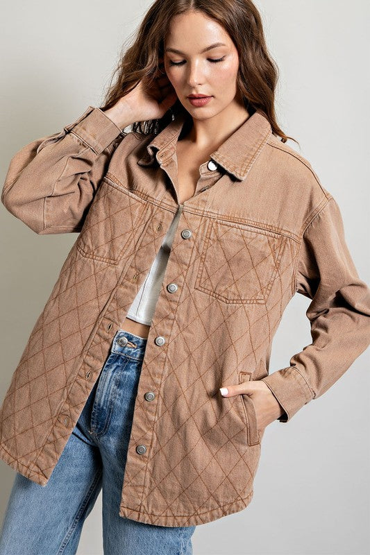 eesome Quilted Button Down Jacket