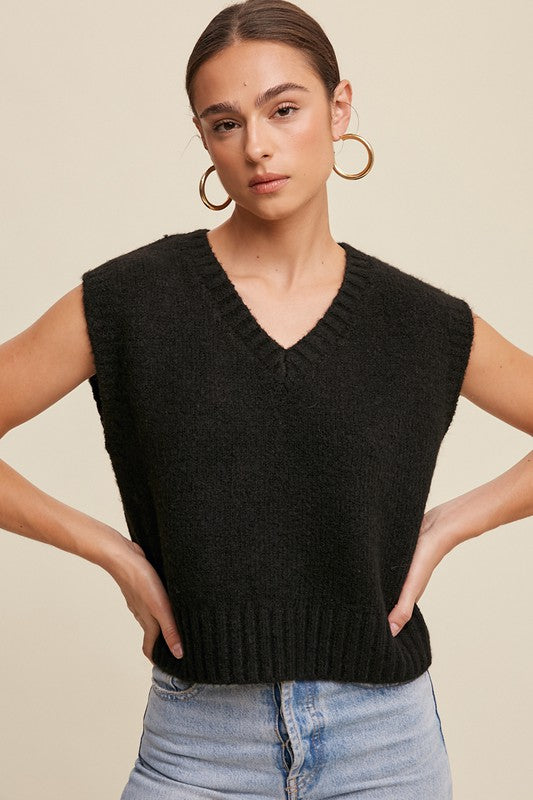 Listicle Soft Touch Cropped Knit Vest