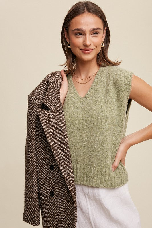 Listicle Soft Touch Cropped Knit Vest