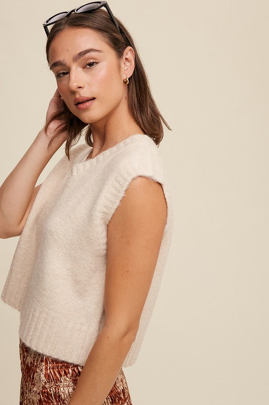 Listicle Soft Touch Cropped Knit Vest