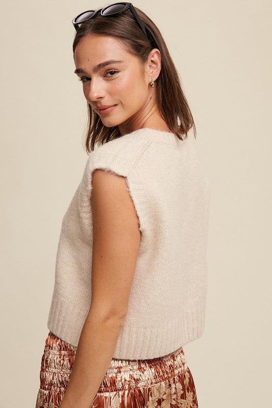 Listicle Soft Touch Cropped Knit Vest