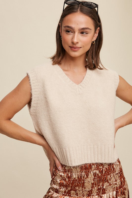 Listicle Soft Touch Cropped Knit Vest