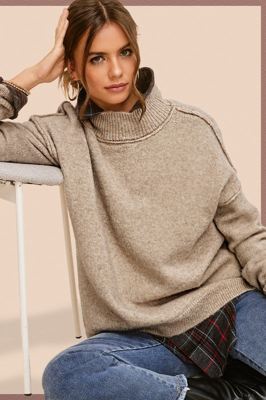 La Miel Ribbed Neck Sweater