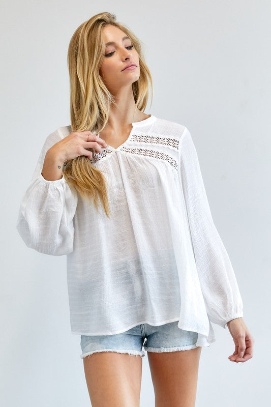 Solid V-Neck Blouse Top